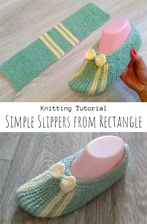 Knit Simple Slippers From Rectangle