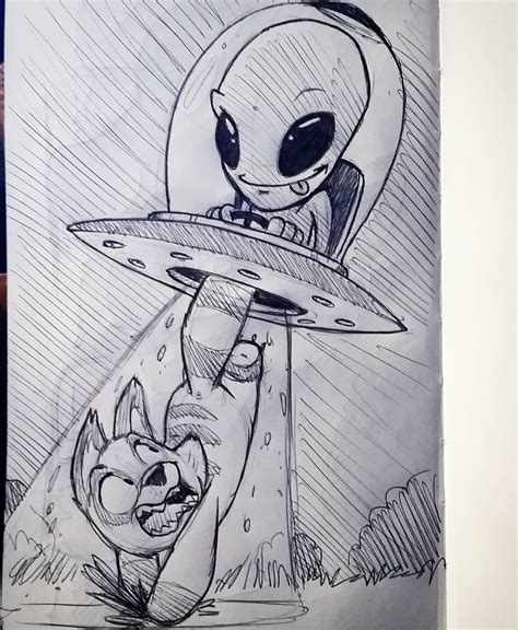 lunch break doodle drawlloween and inktober theme for today was aliens hope you all have a