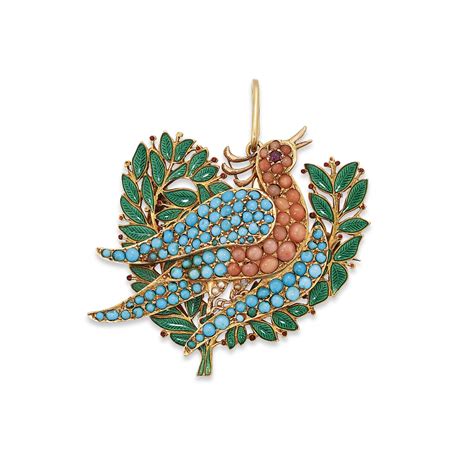 A MULTI-GEM AND ENAMEL BIRD BROOCH / PENDANT, GIULIANO FOR SIR EDWARD BURNE-JONES | Jewelry ...