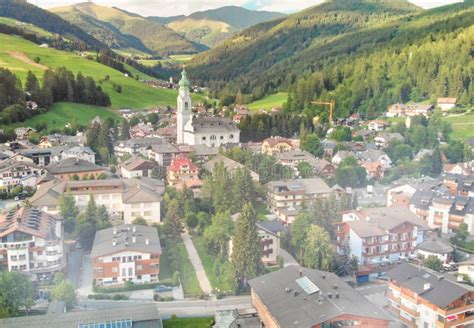 Toblach Italy Aerial View Of Dobbiaco City And Surrounding