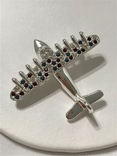 Vintage Rhinestone Airplane Brooch Pin With Red White And Blue Etsy