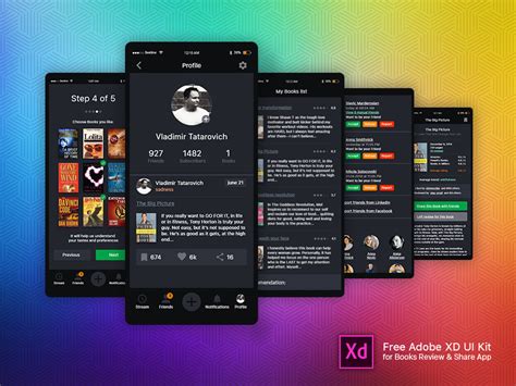 Iphone 11 pro, x, xs, se, iphone 8, 7, 6, ipad pro and ipad mini. Free UI Kit for Book Review Mobile App - Inkyy