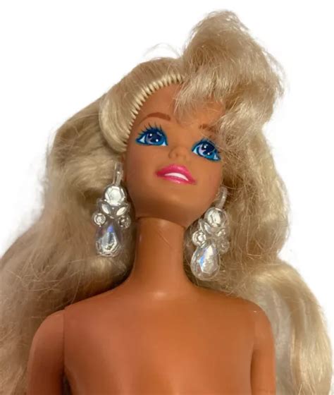 Vintage Barbie Doll Mattel Blonde Hair Blue Eyes With Rhinestone