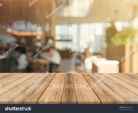 Wooden Board Empty Table Top On Stock Photo 736599733