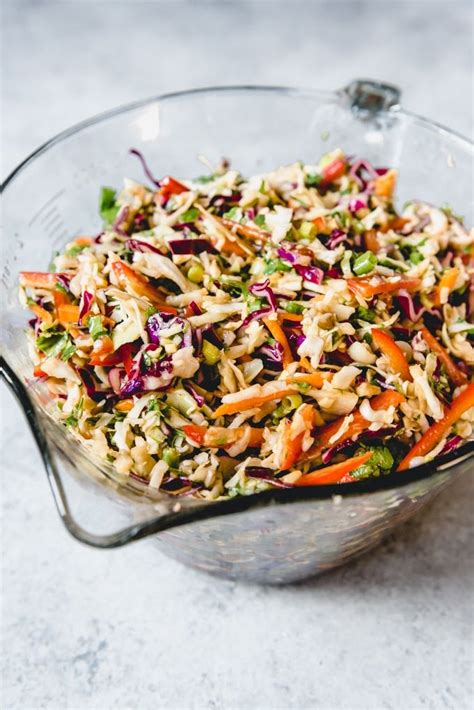 Asian Slaw With Ginger Peanut Dressing With Images Slaw Recipes