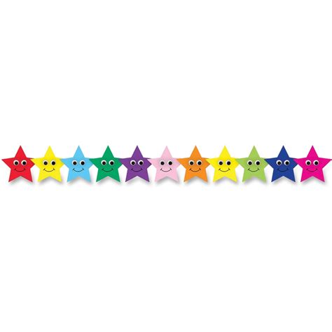 Hygloss Colorful Happy Stars Border Strips 12 Happy Stars Shape