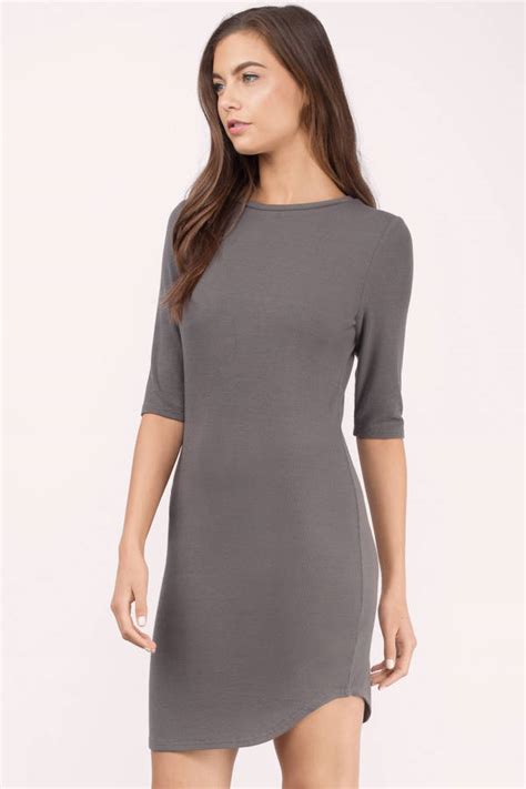 Cute Grey Bodycon Dress Long Sleeve Dress Bodycon Dress 12 Tobi Us