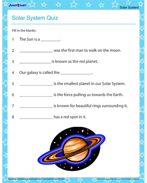 The Solar System Quiz Printable Resources Kids Jumpstart