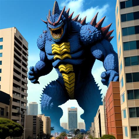 Low Quality Image Massive Kaiju Stomping On An San Diego Apartment
