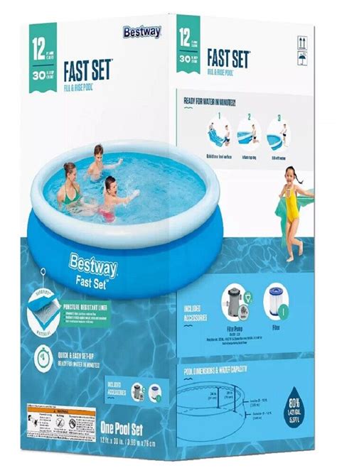 Bestway Fast Set 12ft X 30in Round Inflatable Pool Set Ebay
