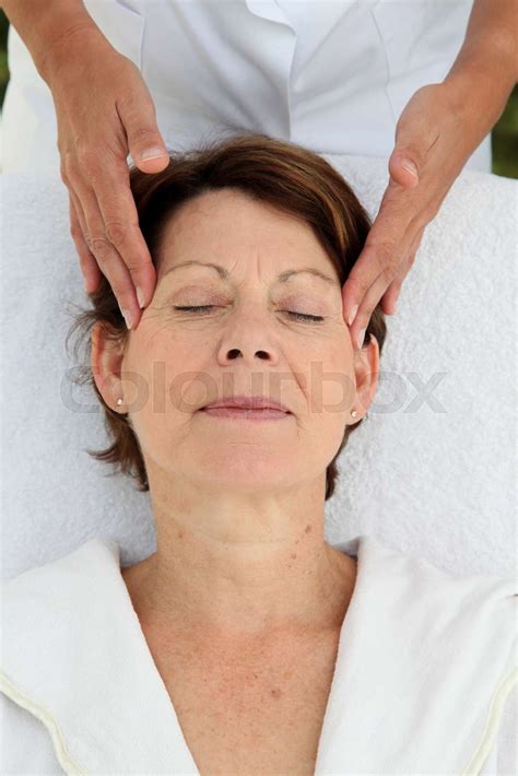 senior spa massage stock image colourbox