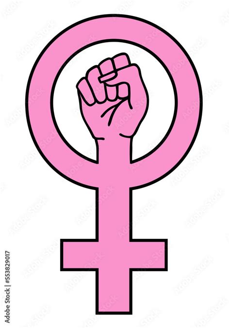 Female Power Pink Sign A Feminist Symbol With A Fighting Hand Gender Equality Concept Women