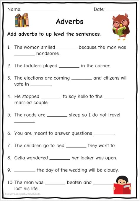 Grade Adverb Worksheets Free English Worksheets