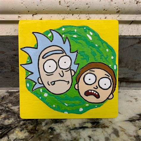 Rick And Morty Wooden Coaster Etsy