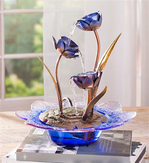Pink Lily Tabletop Fountain Indoor Fountains Home Decor For The