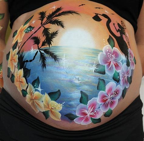 Tropical Bump Painting Belly Painting Pregnant Belly Painting Belly Art