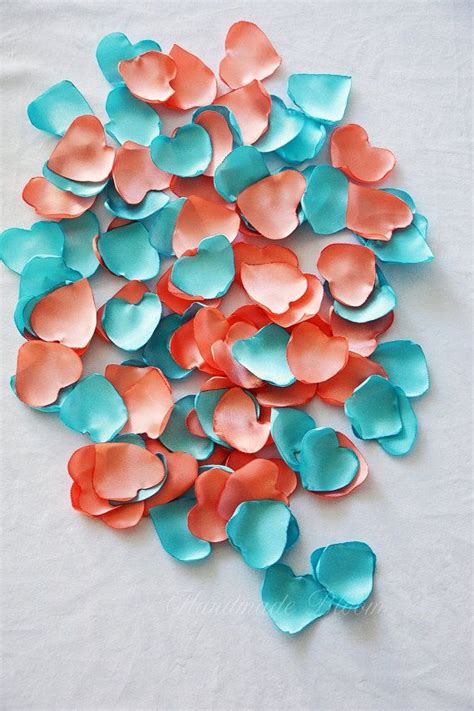 Wedding invitation or greeting card. Coral Pink Turquoise Peach Custom Petals Confetti Wedding ...