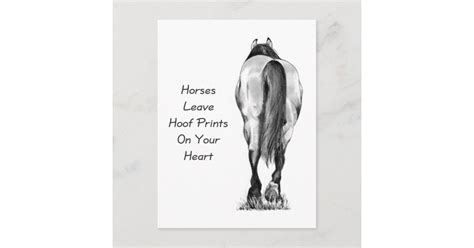 Horses Leave Hoofprints On Your Heart Pencil Art Postcard Zazzle