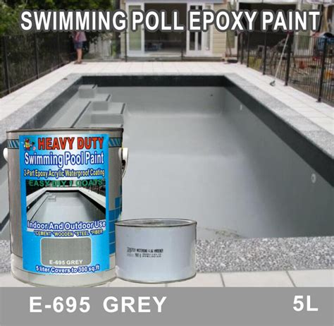 695 Grey Swimming Pool Epoxy Paint 1l Heavy Duty 2 Part Epoxy