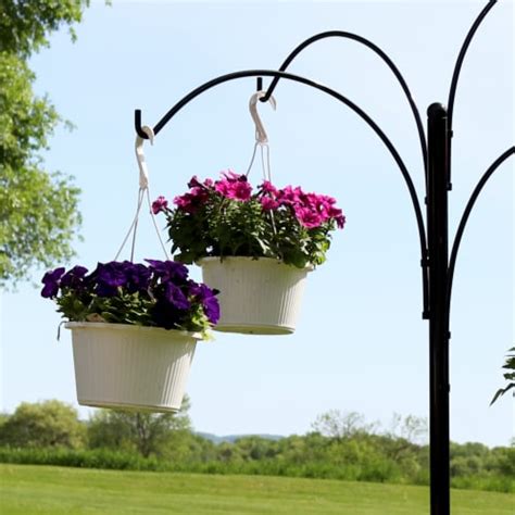 Sunnydaze Black Steel Hanging Basket Stand With 4 Adjustable Arms 84