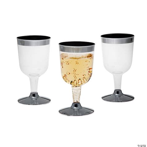 silver rimmed mini plastic wine glasses 24 ct oriental trading
