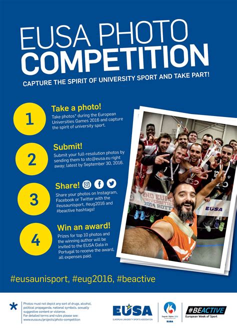 There is no registration required, just find a competition you like for your country and then follow the instructions on each one on how to enter for your chance to win. EUSA Photo Competition 2016 | EUSA
