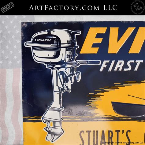 Vintage Evinrude Tin Sign First In Outboards Original 1940s
