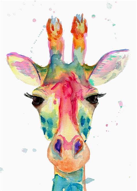 Watercolor Giraffe Painting For Home Decor Watercolor Giraffe Wall Art