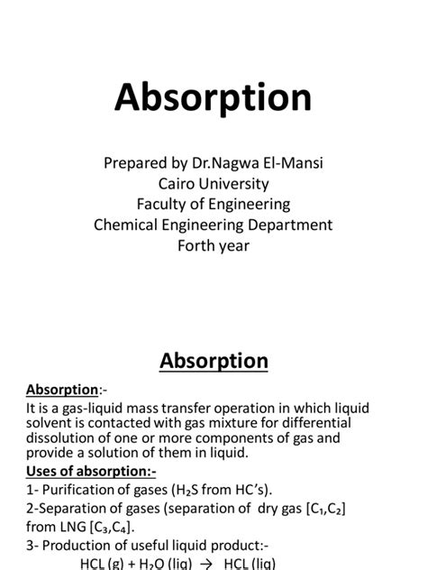 Absorption Solution Absorption Chemistry