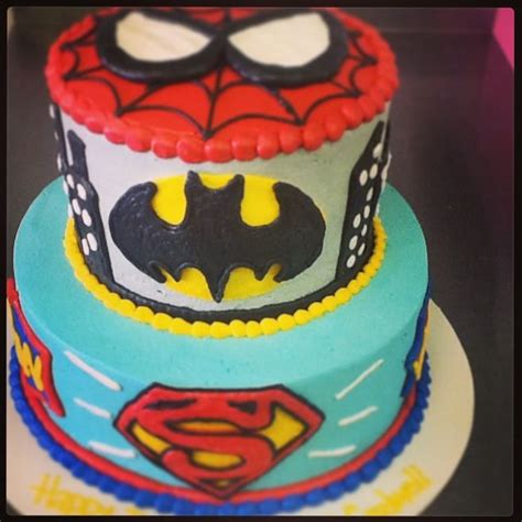Spider Man Batman Superman Superhero Cake Superhero Cake Cake Birthday Cake