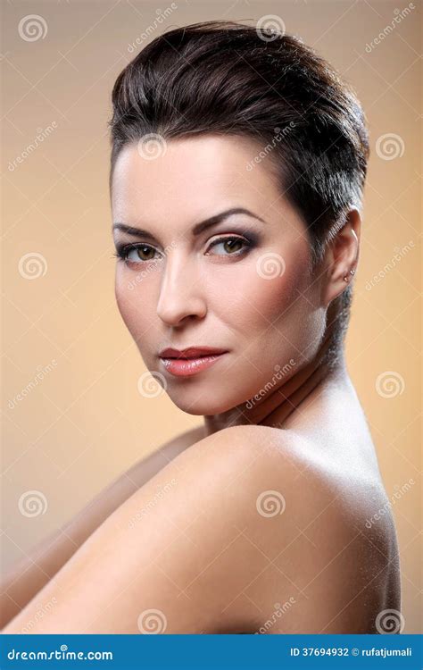 Glamour And Gorgeous Brunette Showing Her Body Stock Photo Image Of