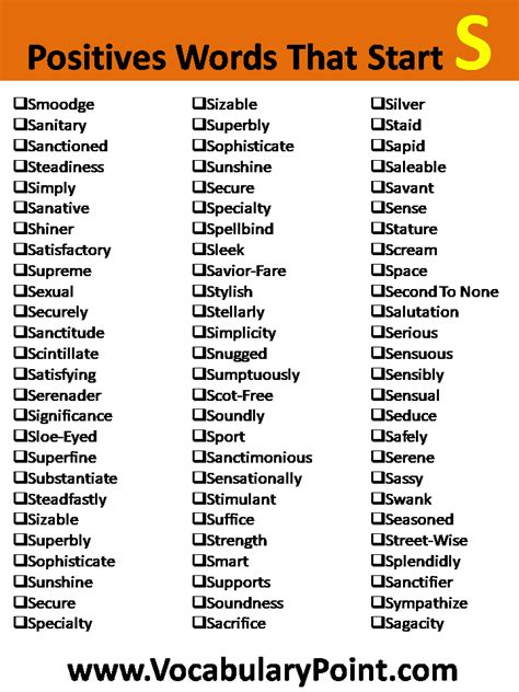Positive Words That Start With S Vocabulary Point