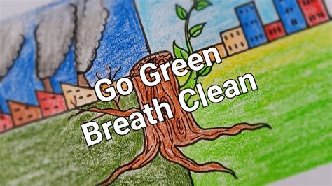 Easy Save Trees Save Earth Drawing For Kids Go Green Poster Making