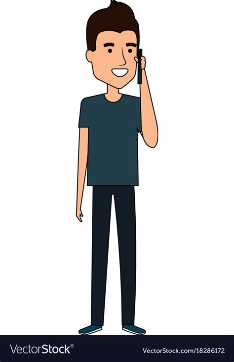Man Calling With Smartphone Royalty Free Vector Image