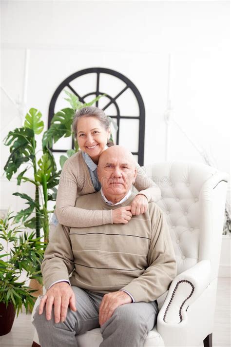 Romantic Old Couple Together In Room Stock Photo Image Of Happy
