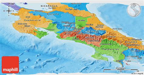 Political Panoramic Map Of Costa Rica