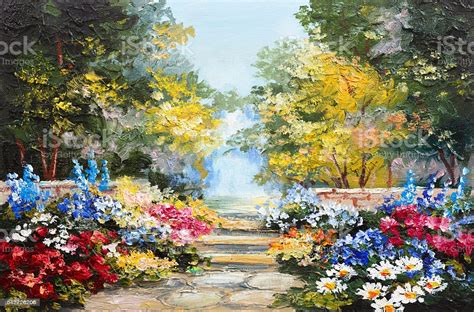 Oil Painting Landscape Colorful Summer Forest Beautiful