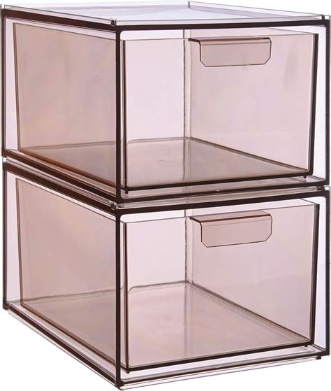 Stori Stackable Clear Plastic Kitchen Organizer Drawers Set Of 2