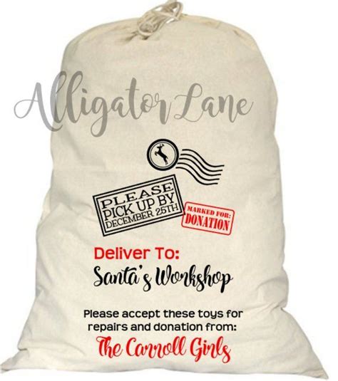 Santa Donation Bags Get Rid Of Toys Tradition Canvas T Sack Etsy