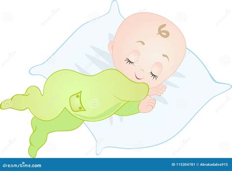 Cute Little Sleeping Baby Children On Pillow Stock Illustration