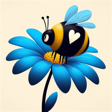 download ai generated bee blue flower royalty free stock illustration image pixabay