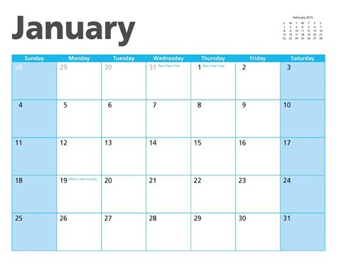 January 2015 Calendar Page Free Stock Photo - Public Domain Pictures