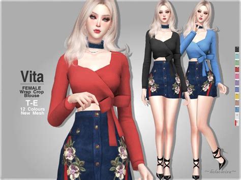 Vita Bow Tie Blouse Sims4 Clothing Bow Tie Blouse Sims 4 Clothing