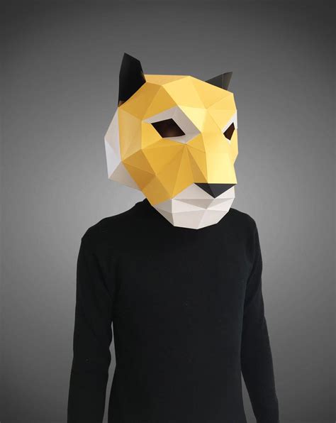 Tiger Paper Mask Make Your Own D Low Poly Paper Mask With Etsy Tiger