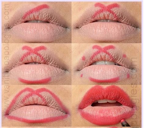 If you must wear dark lipstick, consider using lip liner to help extend the color to just outside your lip line. Apply Red Lipstick - Tutorial |beautiful girls magazine 1