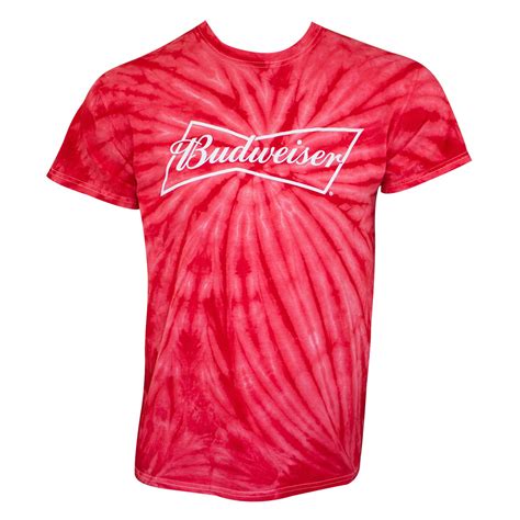 Budweiser Mens Red Tie Dye T Shirt