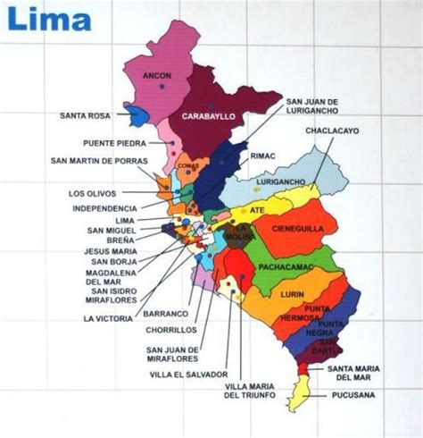Estructura Distrital De Lima Metropolitana Peru Mapa Turismo Mapa