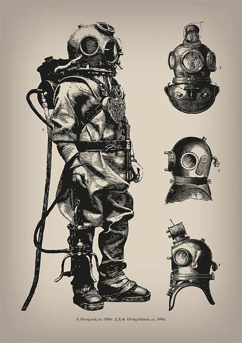 Vintage Deep Sea Diver Nautical Poster By Eclecticatheart Artofit