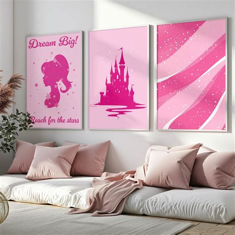 Pink Wall Art Barbie Wall Gallery Set Of 3 Barbie Gallery Wall Print