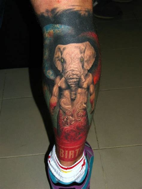 Big Nice Colored Very Detailed Mystic God With Elephant Head Tattoo On